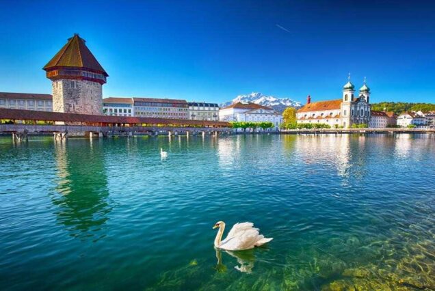 This Is Image Of Lucerne Chapel Bridge Lake